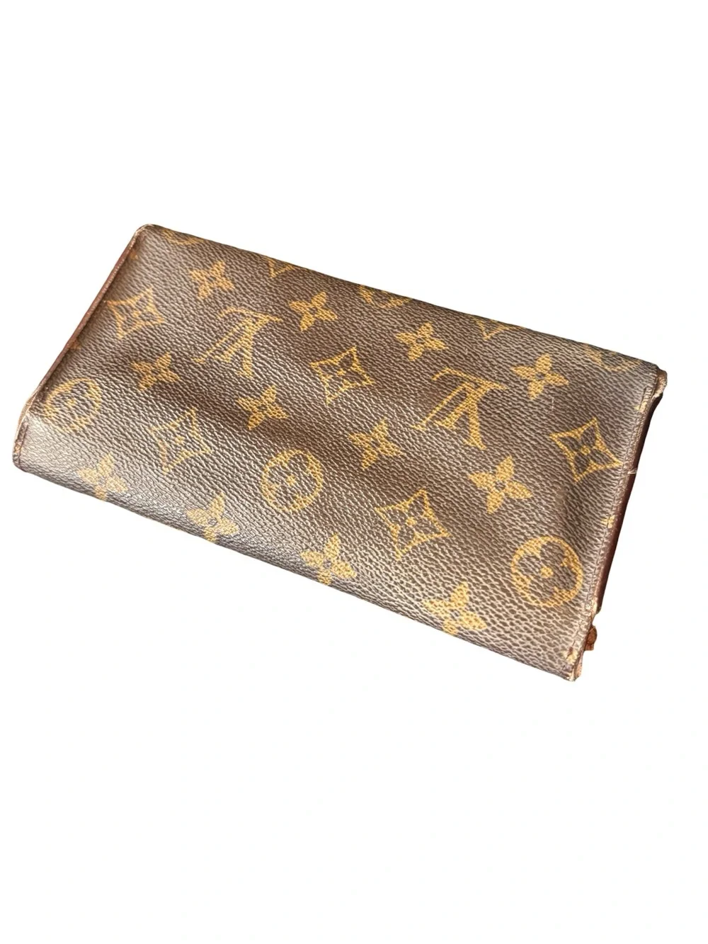 Louis Vuitton Monogram Canvas Fold-Over Continental Wallet in Brown/Gold